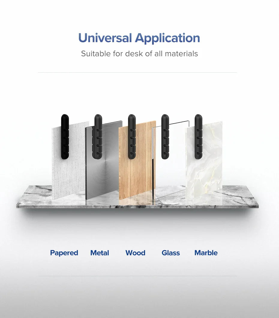 CleanDesk Cable Clips – Soft Silicone Wire Managers