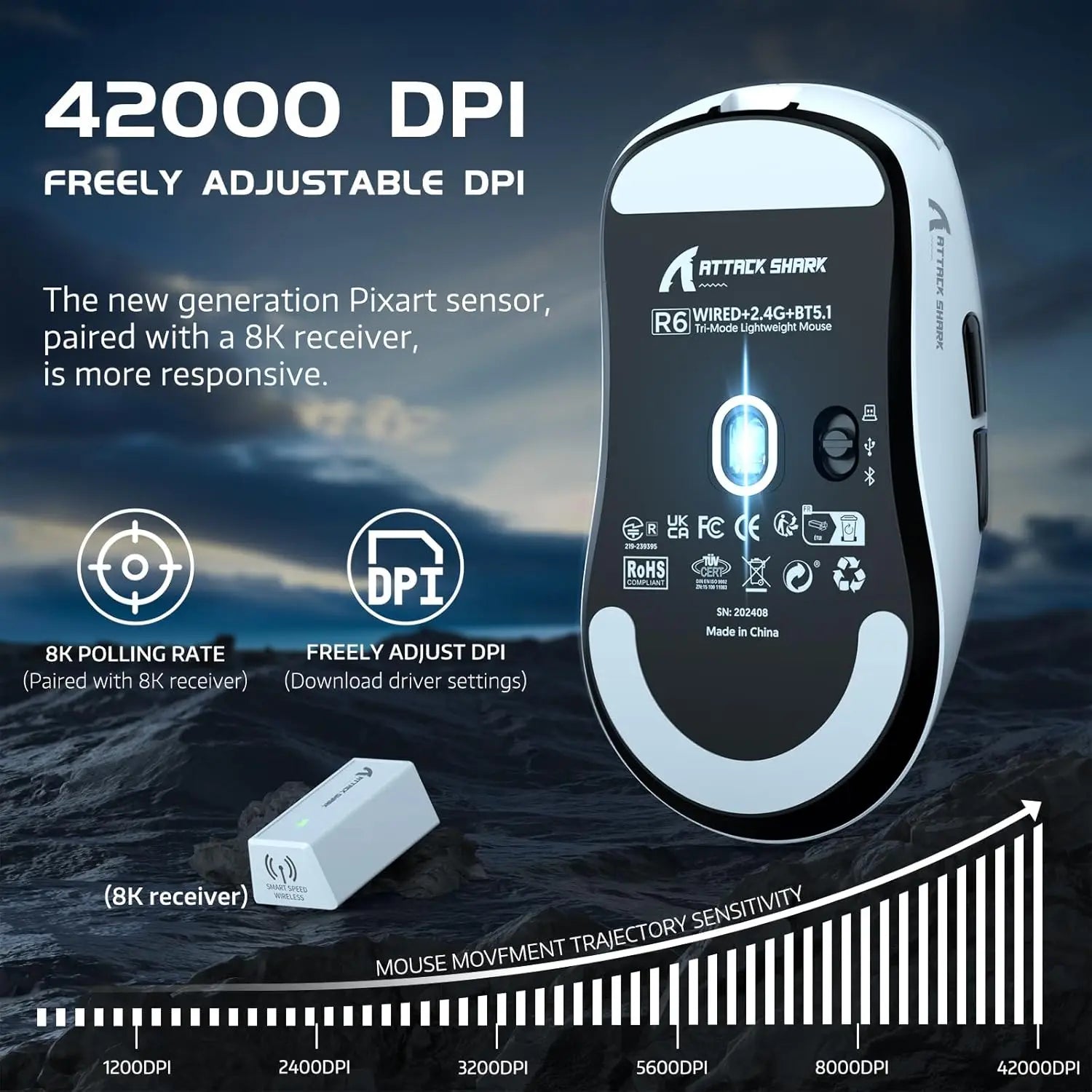 Attack Shark R6 Pro Wireless Gaming Mouse – Ultralight RGB Precision