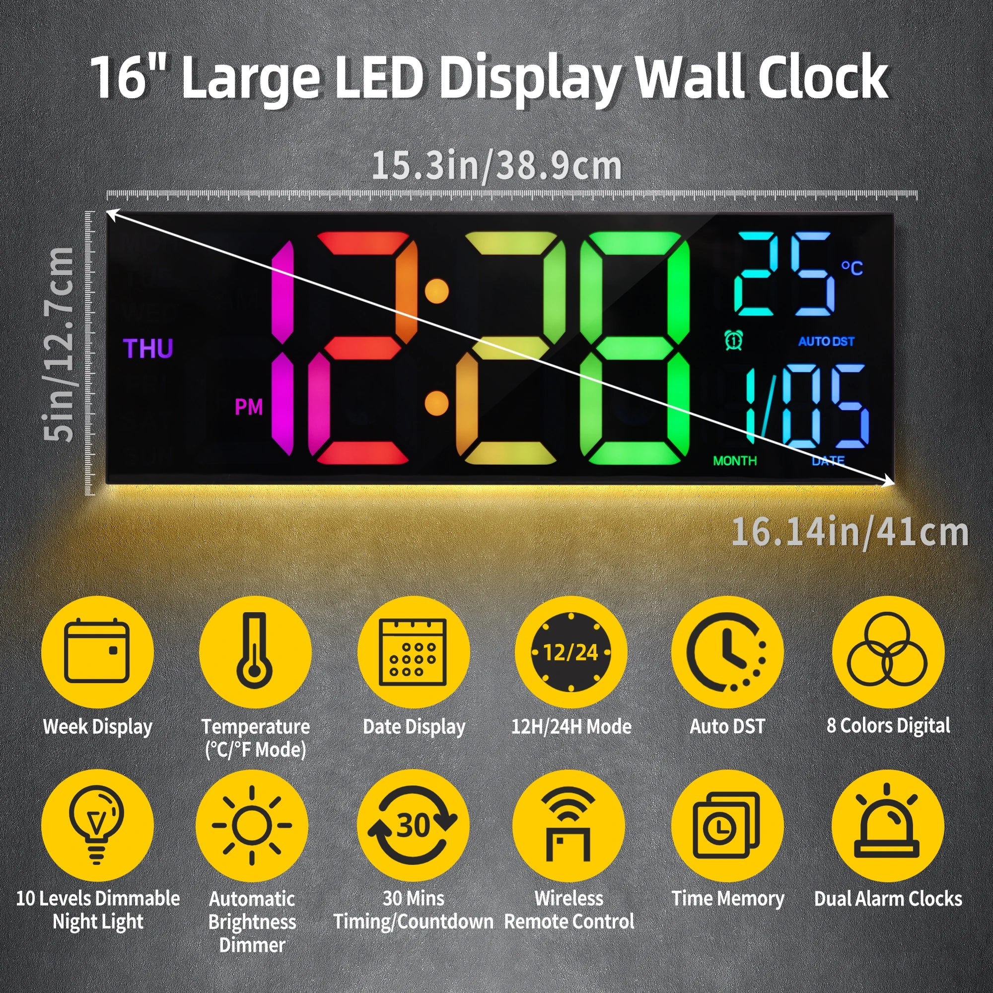 16" MaxDisplay Digital Clock