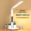 FoldPro LED Desk Lamp – Dual-Head Adjustable Light with Built-In Clock