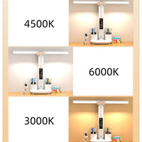 FoldPro LED Desk Lamp – Dual-Head Adjustable Light with Built-In Clock